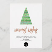 ビジネス挨拶の暖かい願い水色ツリー 箔シーズンカード (正面)