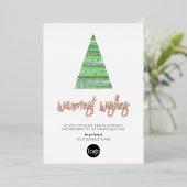 ビジネス挨拶の暖かい願い水色ツリー 箔シーズンカード (立ち正面)