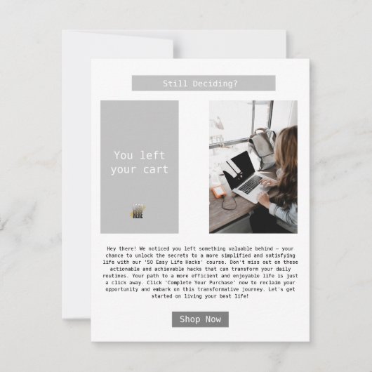 ビジネス放棄されたカートのアラームの電子メール 案内状 (正面)