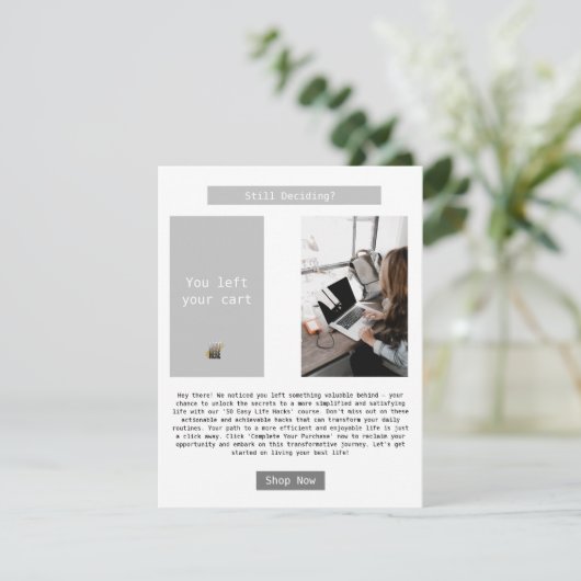 ビジネス放棄されたカートのアラームの電子メール 案内状 (スタンド正面)