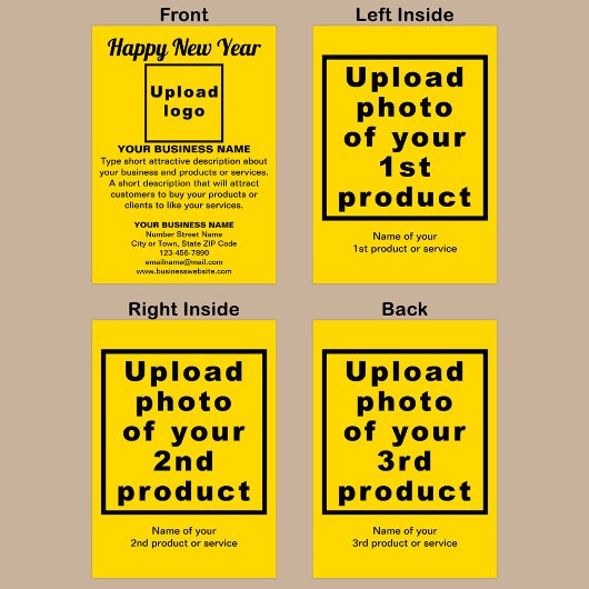 ビジネス新年イエローフォールドホリデーカード シーズンカード