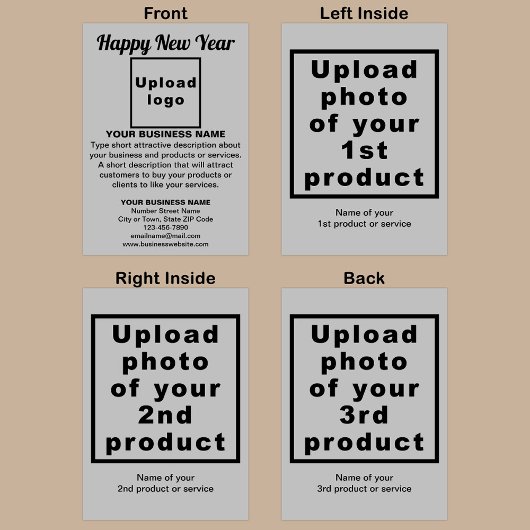 ビジネス新年グレー折り畳みホリデーカード シーズンカード