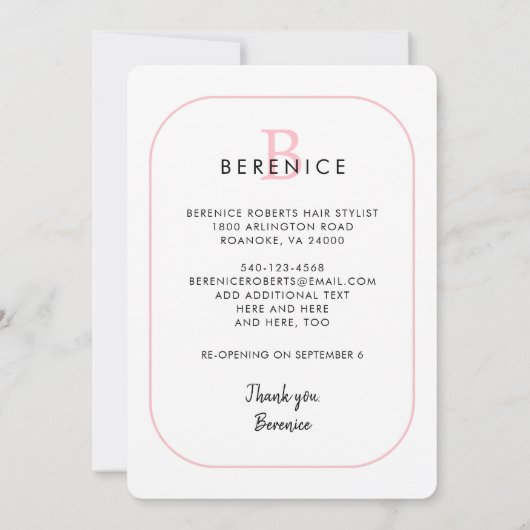 ビジネス新規所在地タイポグラフィモノグラム移動 案内状 (裏面)