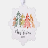 ビジネス松の木の水の色メリークリスマス オーナメントカード (左)