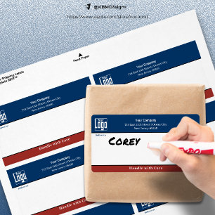 ビジネス気にロゴ付きハンドル青色の出荷 ラベル