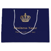 ビジネス海軍ブルー金ゴールド王室の冠 ラージペーパーバッグ (正面)