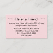 ビジネス淡い色のピンクと黒が友人カードを参照 予約カード (正面)