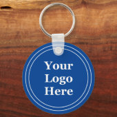 ビジネス深いブルーホワイトロゴはこちらテンプレート キーホルダー (正面)