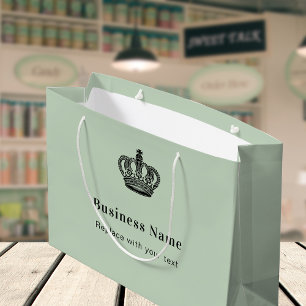 ビジネス王室のクラウンセージ緑の紙ショッピングバッグ ラージペーパーバッグ