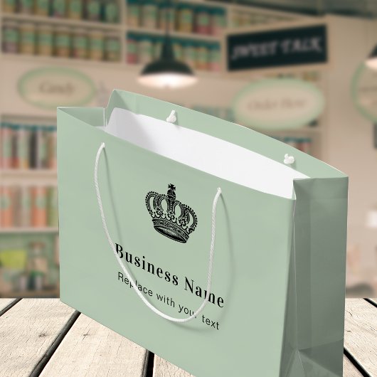 ビジネス王室のクラウンセージ緑の紙ショッピングバッグ ラージペーパーバッグ