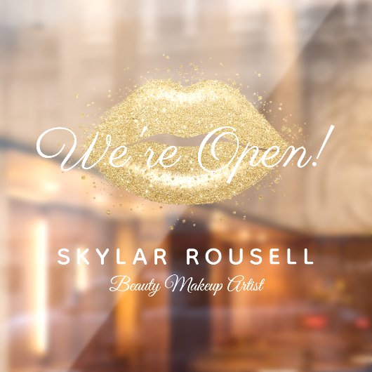 ビジネス用に開く金ゴールド黒美しいの口元 ウィンドウサイン (シート2)