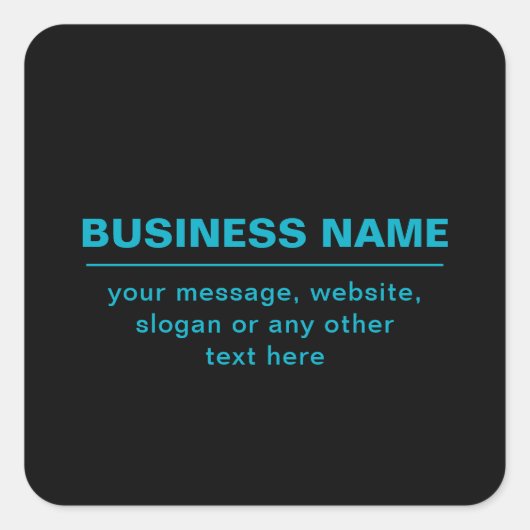 ビジネス用のカスタマイズ可能な文字など編集可能ブラック スクエアシール (正面)