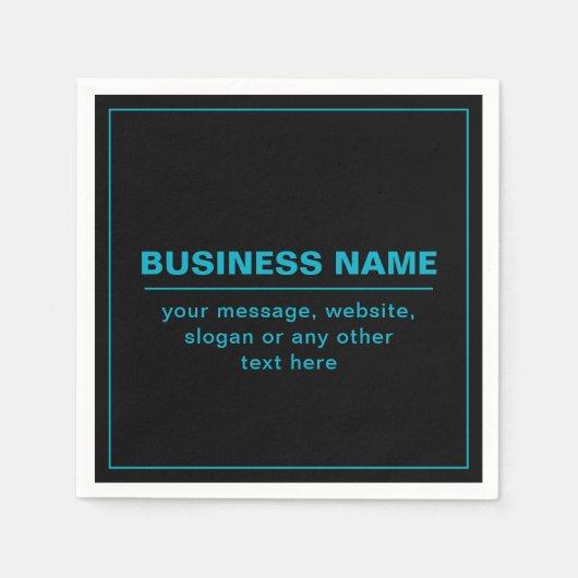 ビジネス用のカスタマイズ可能な文字など編集可能ブラック スタンダードカクテルナプキン (正面)