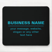 ビジネス用のカスタマイズ可能な文字など編集可能ブラック マウスパッド (正面)