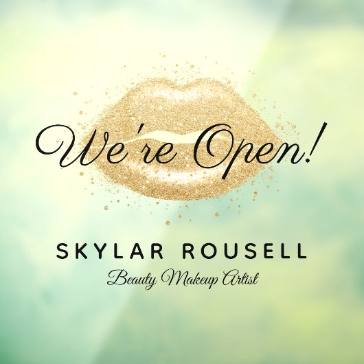 ビジネス用オープン金ゴールドブラック美しい唇メイクアップ ウィンドウサイン (シート3)