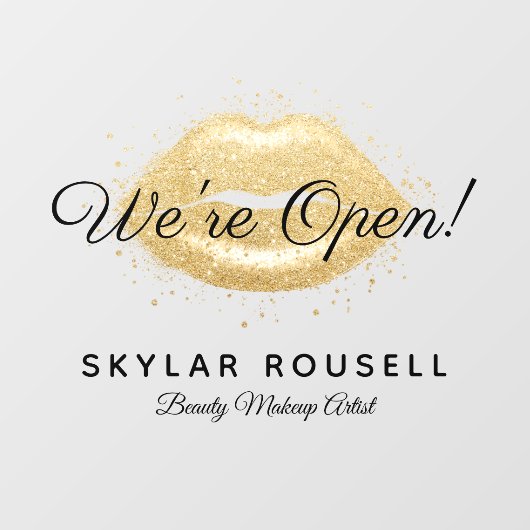 ビジネス用オープン金ゴールドブラック美しい唇メイクアップ ウィンドウサイン (シート)