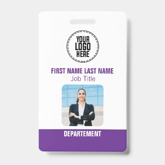 ビジネス用カスタム写真付きIDパーソナライズネームタグ バッジ (正面)