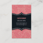 ビジネス用カードクールが鮮やかな黒コーラルピンク 名刺 (裏面)