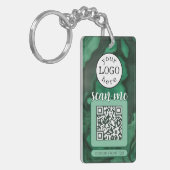 ビジネス用ダブルQRコード緑マラカイトストーン キーホルダー (正面左)