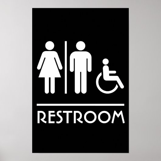 ビジネス用ドア向けモダンな男女共用トイレサイン ポスター (正面)