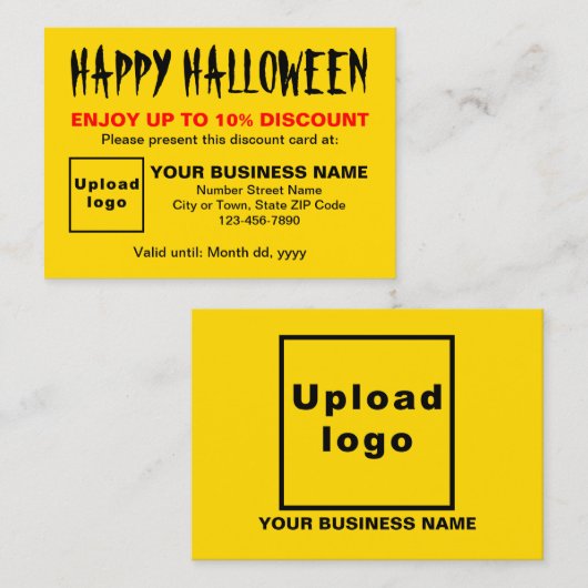 ビジネス用ハロウィーン黄色の割引カード 割引カード (正面/裏面)