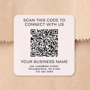 ビジネス用ピンクのQRコードステッカー巻 スクエアシール