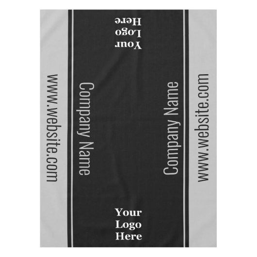 ビジネス用ブラックとグレーの文字テンプレートあなたのロゴ テーブルクロス (正面)