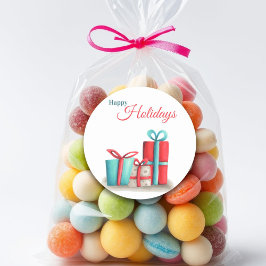 ビジネス用プレゼント付きハッピーホリデー ラウンドシール