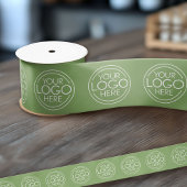 ビジネス用ロゴの追加ブランディング緑 サテンリボン