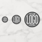 ビジネス用ロゴフェイクブラシ付き白黒テーブル コンフェッティ (正面)