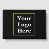 ビジネス用ロゴブラックフォイルおよびゴールドフォイルテンプレート ゲストブック (正面)