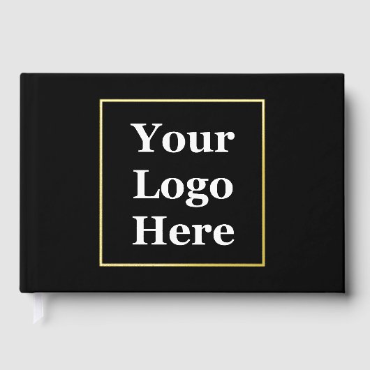 ビジネス用ロゴブラックフォイルおよびゴールドフォイルテンプレート ゲストブック (正面)