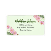 ビジネス用水彩やさしいピンクのアネモ日本のン ラベル (正面)