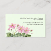 ビジネス用水彩やさしいピンクのアネモ日本のン 名刺 (裏面)