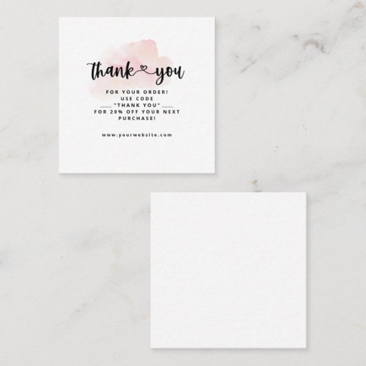 ビジネス用水彩カードの挿入に対してありがとうございます スクエア名刺 (正面/裏面)