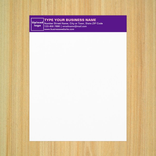 ビジネス用紫レターヘッド紙シート (Business purple letterhead on paper sheet.)