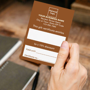 ビジネス用茶色のギフト券 エンクロージャーカード