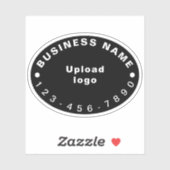 ビジネス用電話番号オンブラックオーバルシェイプビニール シール (シート)