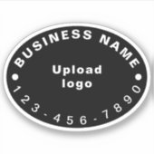 ビジネス用電話番号オンブラックオーバルシェイプビニール シール (正面)