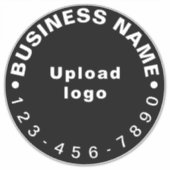 ビジネス用電話番号オンブラックラージラウンドビニール シール (正面)