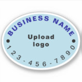 ビジネス用電話番号オンライトブルー楕円形ビニル シール (正面)