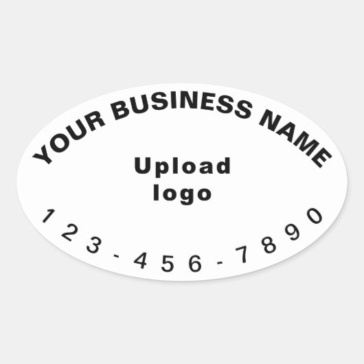 ビジネス用電話番号オン白い楕円シェイプステッカー 楕円形シール (正面)