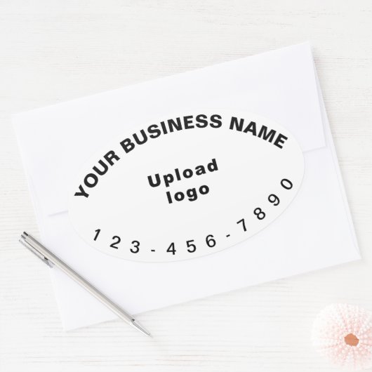 ビジネス用電話番号オン白い楕円シェイプステッカー 楕円形シール (封筒)