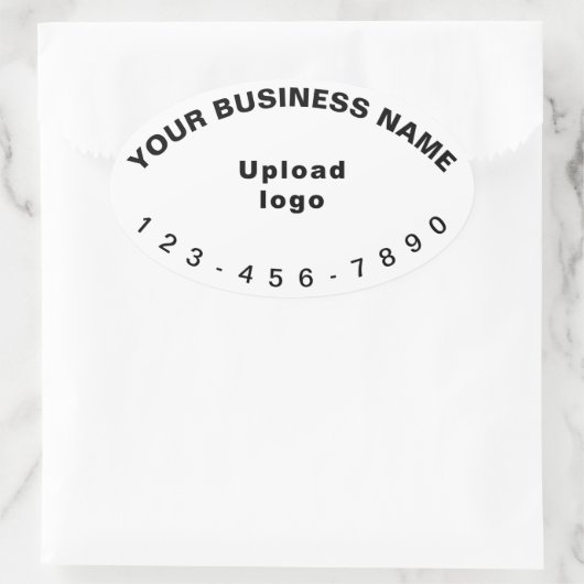 ビジネス用電話番号オン白い楕円シェイプステッカー 楕円形シール (バッグ)