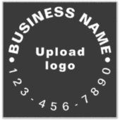 ビジネス用電話番号オン黒の大きい四角ビニール シール (正面)