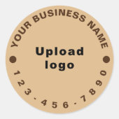 ビジネス用電話番号ライトブラウンラウンドステッカー ラウンドシール (正面)