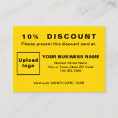 ビジネス用黄色の割引カード 割引カード (正面)