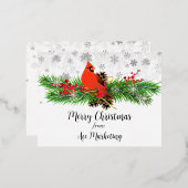 ビジネス用 メリークリスマス カーディナル 箔シーズンポストカード (正面/裏面)