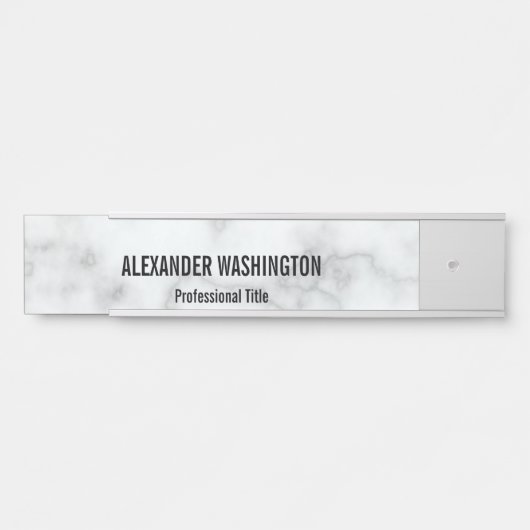 ビジネス白フェイク大理石名プロフェッショナルタイトル サインプレート (正面)