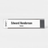 ビジネス白黒およびグレー理容師ポール理容師 デスクネームプレート (正面)